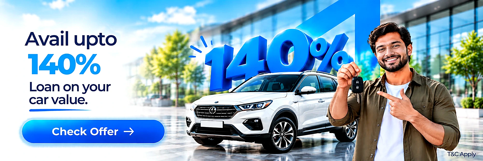 Avail up to 140% loan on your car value. T&C apply.